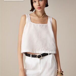 J Crew Square Neck Linen Tank Top